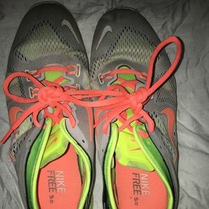 Nike Free 5 Comfort Neon Green Orange Running Shoe